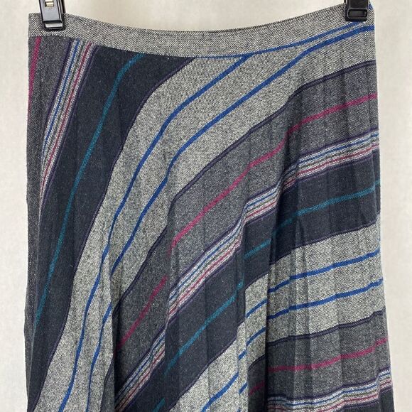 Vtg Marilyn Togs Midi Skirt Wool Blend Small XS Gray Stripe - Picture 5 of 12